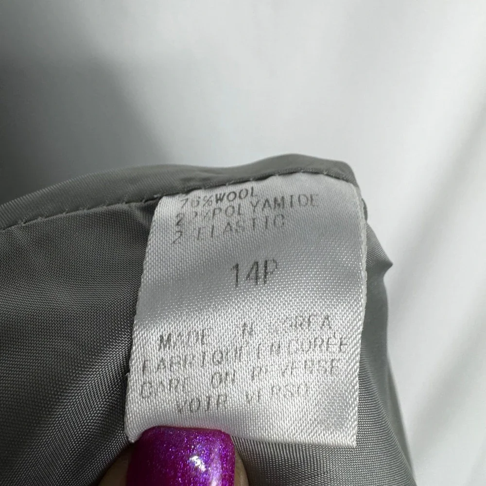 Tahari Grey Wool Blend Maxi Skirt Zipper Closure Size 14P Holiday Winter Classic